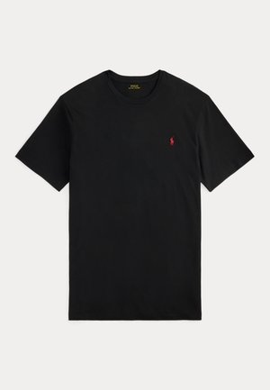 Μαύρο κοντομάνικο t-shirt από βαμβάκι, με μικρό κόκκινο λογότυπο στο αριστερό στήθος και κλασικό σχέδιο με στρογγυλή λαιμόκοψη.