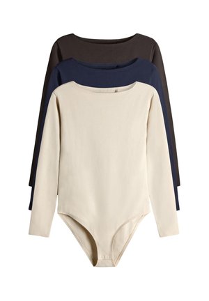 REGULAR FIT - BOAT NECK 3 PACK - Body - navy blue neutral chocolate brown