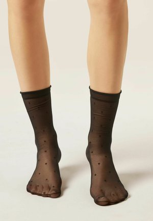 SHEER 20 DENIER POLKA DOTS - Calcetines - black