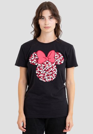 MINNIE MOUSE VALENTINES DAY HEART EARS SILHOUETTE - Print T-shirt - black
