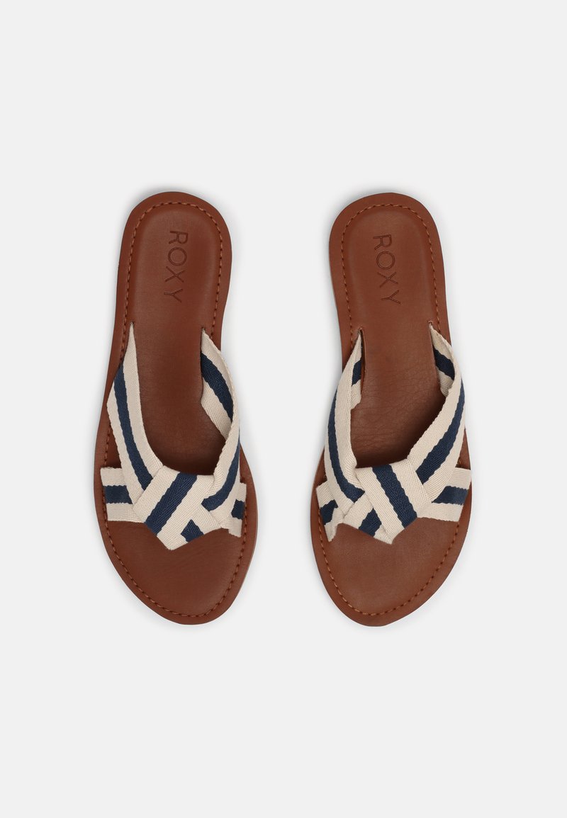 Damen Flache Pantoletten | Roxy KNOTICAL Pantolette flach nautical/sand - EL14611 Damen Flache Pantoletten | Roxy KNOTICAL Pantolette flach nautical/sand - EL14611