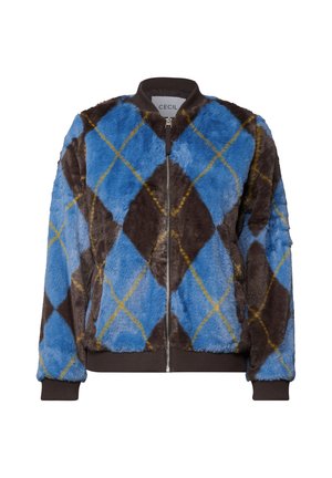 Cecil, FAUX FUR BLOUSON WITH ARGYLE PATTERN - Blouson bomber - north blue