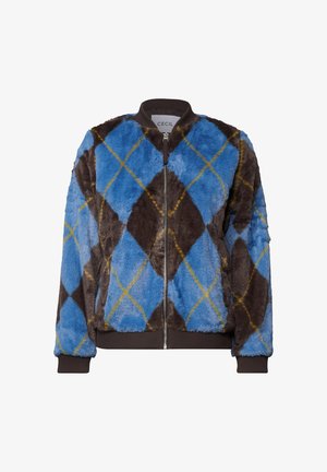 Cecil, FAUX FUR BLOUSON WITH ARGYLE PATTERN - Blouson bomber - north blue