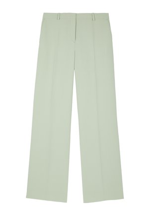 Light green straight-leg trousers with belt loops and front creases, shown flat against a white background.