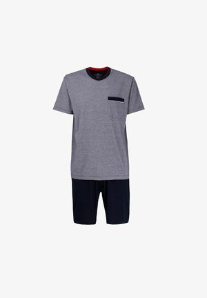 V-AUSSCHNITT - Pyjama set - navy fein geringelt
