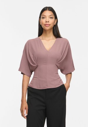 VILA, Short Sleeved VIRELLA V-neck - Pusero - rose brown