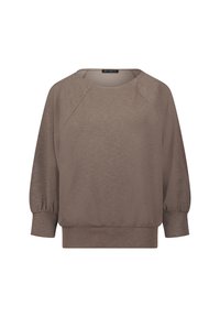 Bruine sweatshirt met een relaxed fit, raglanmouwen en elastische manchetten. Zachte textuur en eenvoudig ontwerp, met een ronde halslijn.