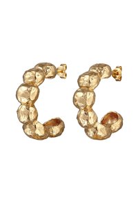 Boucles d'oreilles en or ayant un design texturé et irrégulier avec des formes arrondies et organiques, dotées de fermoirs ouverts pour un maintien sûr.