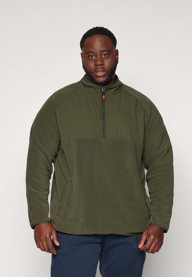 Jack & Jones JCOPEAK PLUS HIGH NECK HALF ZIP - Flísový sveter - forest night