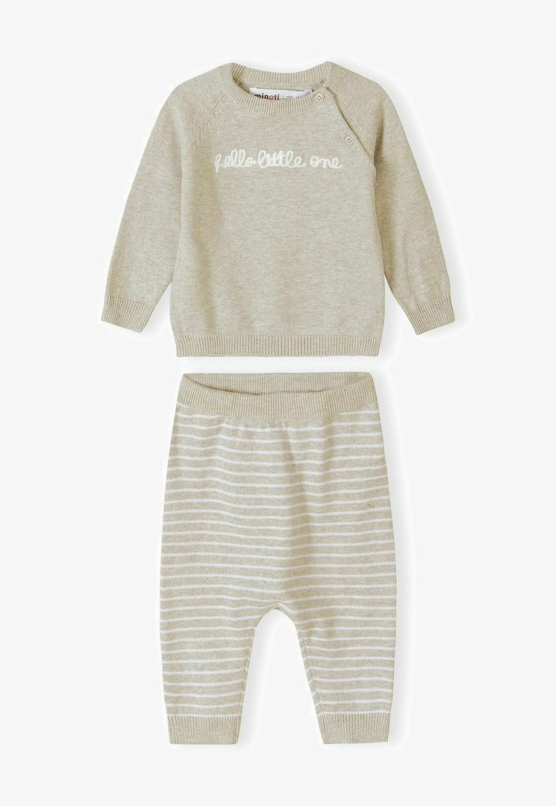 MINOTI KNITTED JUMPER AND PANTS SET - Pulover - beige