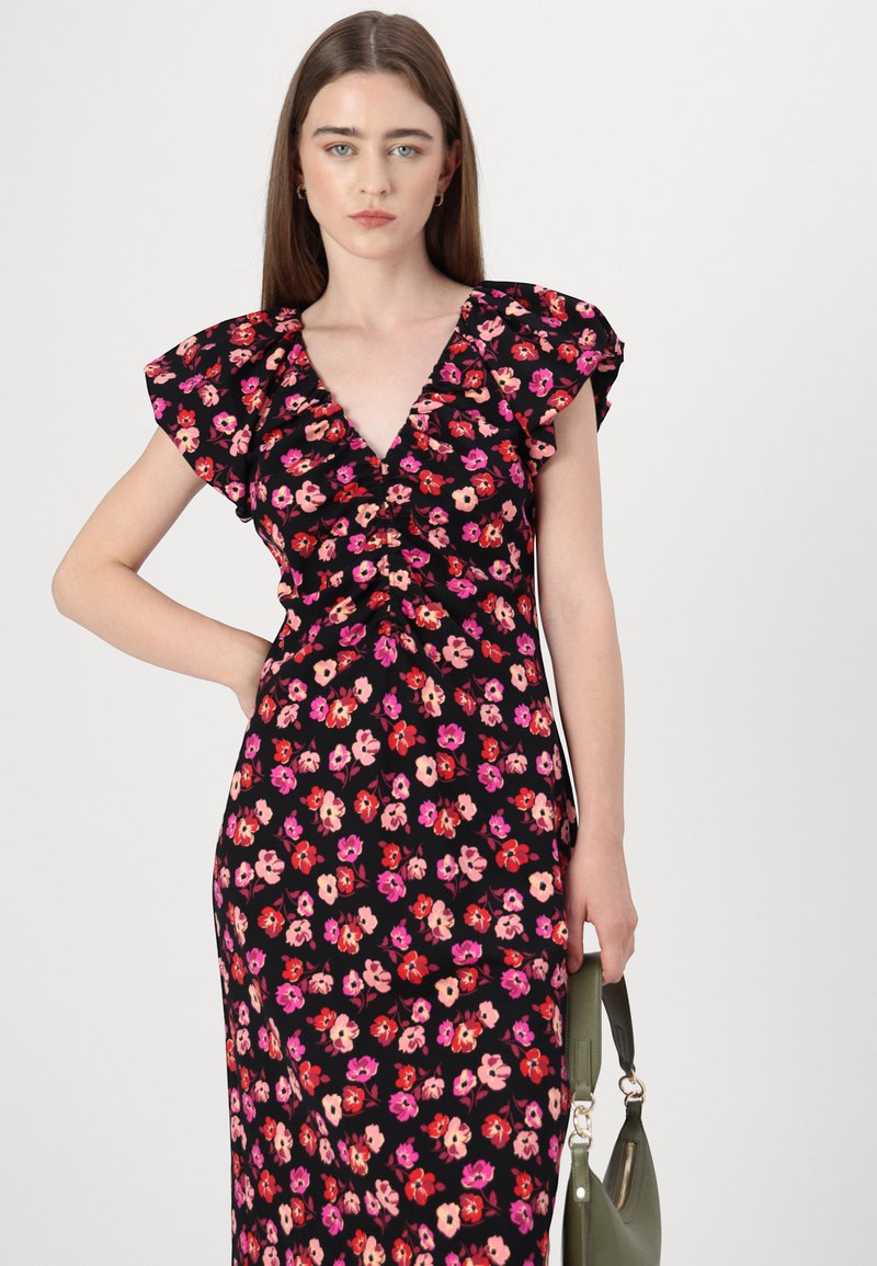 kate spade new york FALL POPPIES RUCHED PONTE DRESS - Cocktail dress /  Party dress - black - Zalando.ie