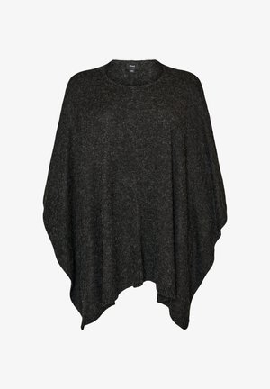 Zizzi, STRICKPONCHO MIT RUNDHALSAUSSCHNITT - Kapper - grau