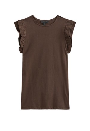 New Look, FRILL SLEEVE - T-shirt basic - dark brown