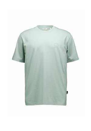 Világoszöld, rövid ujjú pamut póló környakkal és apró, finom logóval a bal mellrészen.