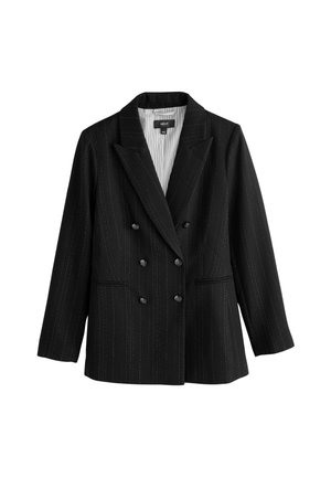 TALL FIT - STRIPED MILITARY DOUBLE BREASTED - Short coat - black