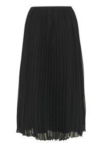 Svart veckad maxikjol i lättviktsmaterial. Elastisk midja med en flödande silhuett och en fåll som hänger elegant.