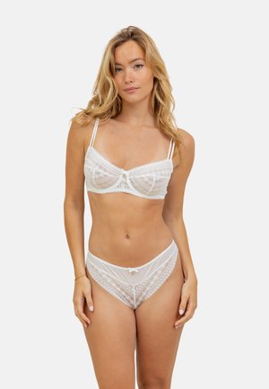 Wolbar Perizoma Donna WB28 In Microfibra E Pizzo – Bianco Taglia M – Sexy Con Fiocco E Ritaglio A Goccia