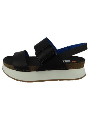 *Art MYKONOS CARTAGO 1267 SCHWARZ  BLACK LEDER - Plateausandaler - black