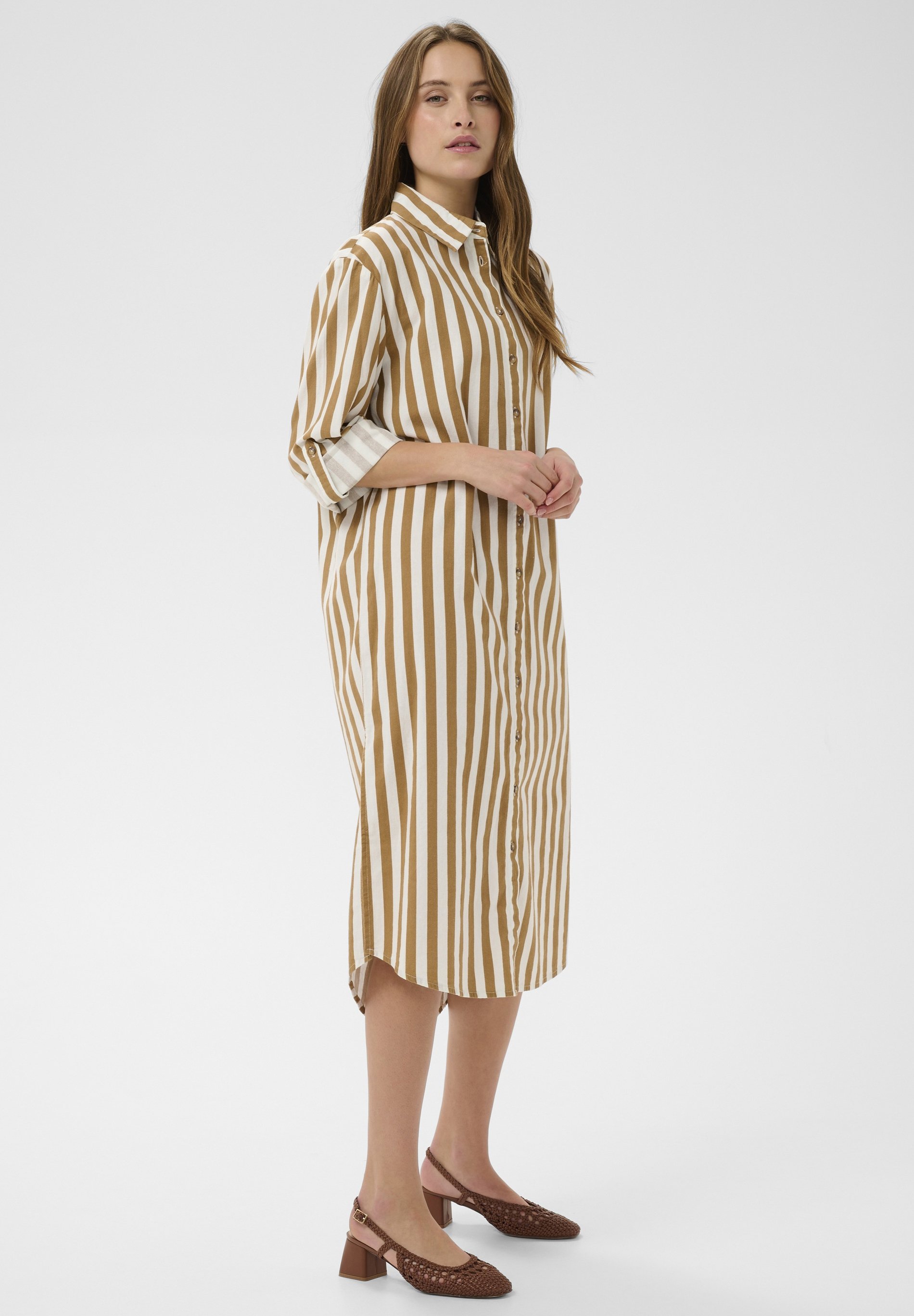 ワンピース Saint-Tropez Striped Long Dress Saint Tropez ZALINDASZ - Shirt dress - tiger's eye ice stripe/nude