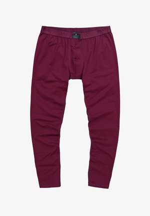 Bordowe męskie długie majtki z elastycznym paskiem z logo i otworem z przodu.