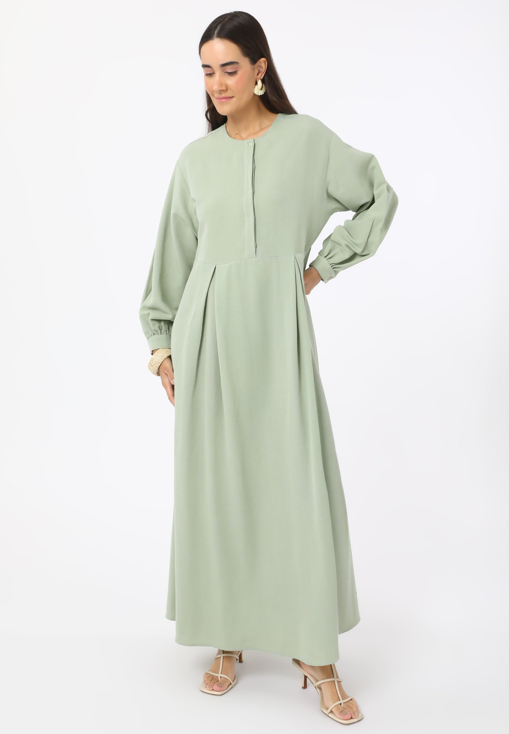 modanisa long sleeve dress Modanisa MODANISA MODEST DRESS BENIN - Maxi dress - nile green/green