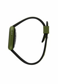 Grön gummisportklocka med svart urtavla, utrustad med digital display, slät yta och justerbart armband. Sector-logotypen synlig.