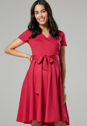 MATERNITY NURSING WRAP  SHORT SLEEVE - Day dress - raspberry