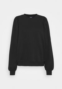 Svart sweatshirt med puffade ärmar, rundad halslinje och ribbade ärmslut och fåll. Slät bomullsblandning med en avkopplad passform.