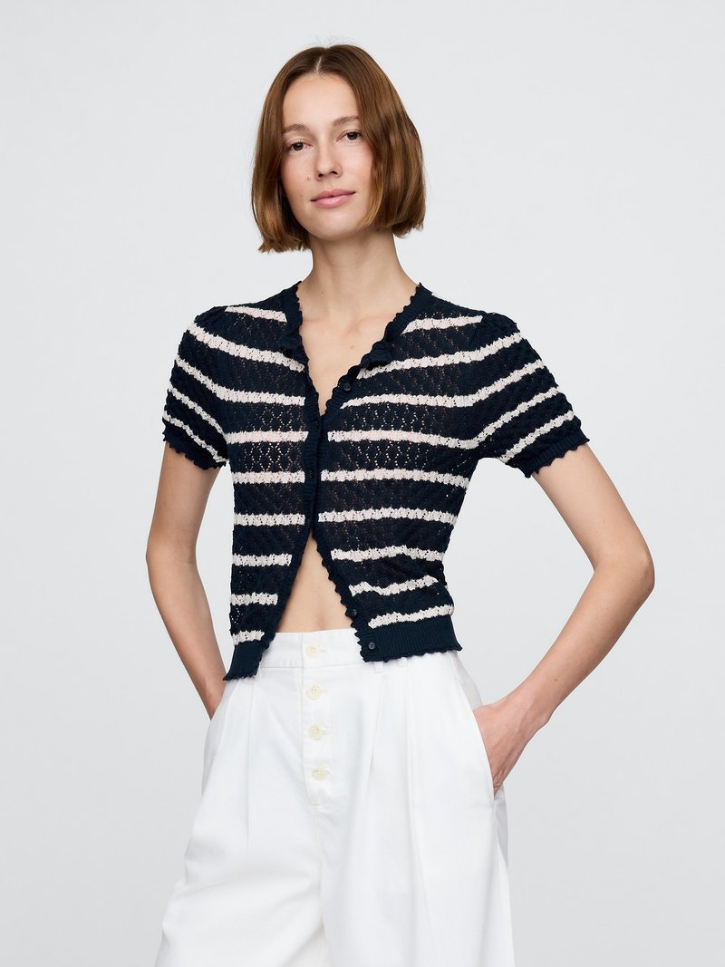 GAP - GAP X DOEN STRIPE BUTTON THROUGH - Kardiganas - navy uniform, Padidinti