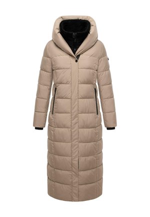 Bežna puhovka s kapuco, z zadrgo spredaj in dvema stranskima žepoma. Ima kvačkan vzorec in kontrastno črno flisasto podlogo.