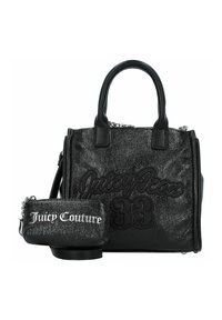 Borsa nera testurizzata con manici superiori, dettagli in rilievo "Juicy Icon 33" e logo "Juicy Couture". Include una pochette staccabile.