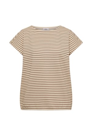 Cecil, T-SHIRT WITH BOAT NECK AND TEXTURE - T-shirt imprimé - cashmere beige