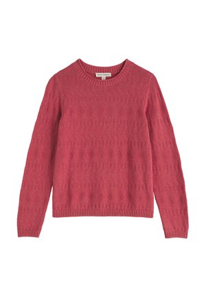 Maglione a maniche lunghe con scollo rotondo in rosa polveroso, con motivi a maglia testurizzati e polsini e orlo a coste.