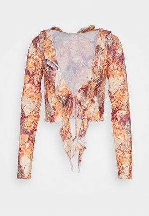 RUFFLE NECK BEACH - Cardigan - brown