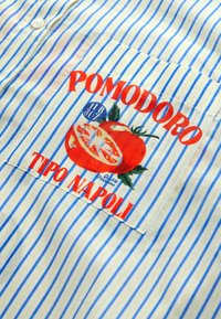 Next PETITE FIT - Užsagstoma palaidinė - blue white stripe tomato graphic
