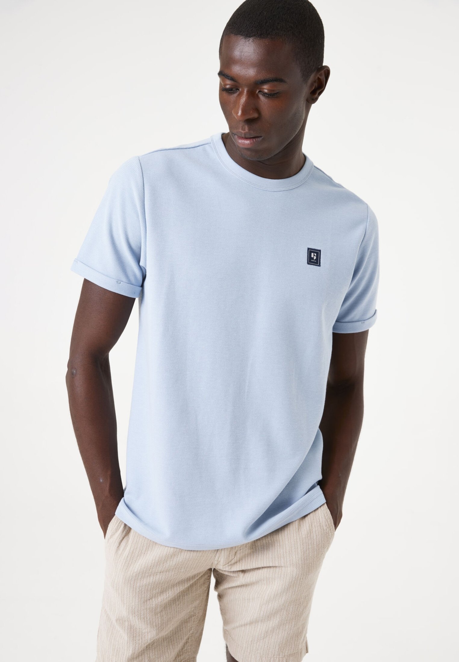 Garcia T-shirt basic dusty blue/blauw