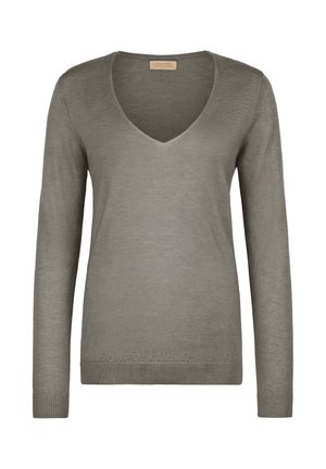 V NECK - Pullover - grün - 9294 - garment-dyed sage