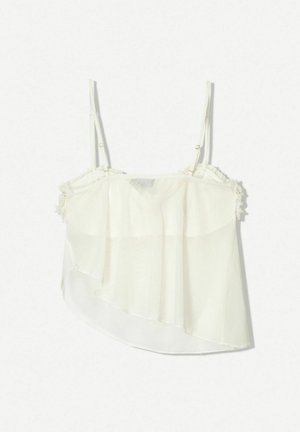 Bershka STRAPPY MICRO-RUFFLE - Top - beige