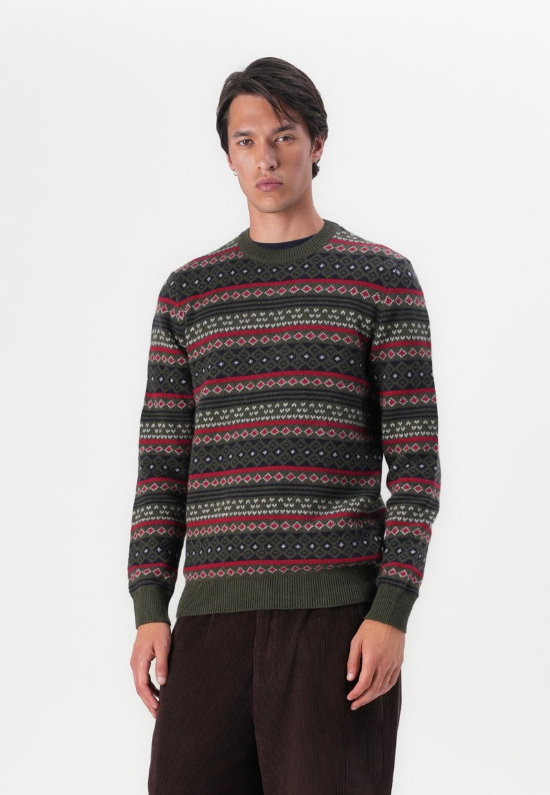 Barbour EASDALE FAIR ISLE CREW NECK SWEATER - Pulóver - khaki