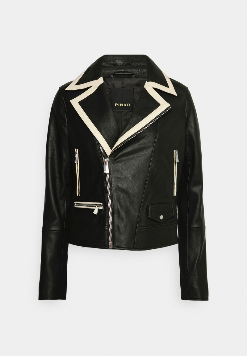 Pinko Amalfi Jacket Leather Jacket Black Ecru Black Zalando De Pinko Amalfi Jacket Leather Jacket Black Ecru Black Zalando De