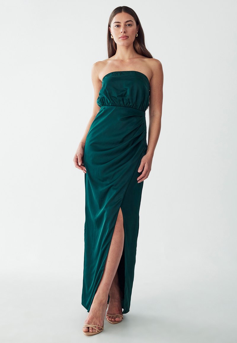 sachin and babi light blue dress Calista - Emerald Green Satin Corset Gown