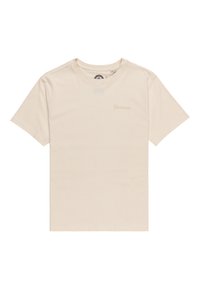 T-shirt en coton beige à manches courtes et col rond. Présente un logo "Element" subtil imprimé dans une teinte plus claire sur la poitrine.