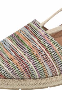 Multifarvet espadrilles med en vævet stofoverdel med striber i pink, grøn, blå, sort og beige samt en s'intérieur i jutetråd.