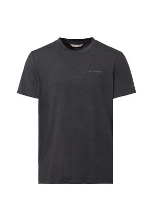 T-shirt à manches courtes gris foncé avec col rond, petit logo Vaude sur la poitrine et la manche gauche.