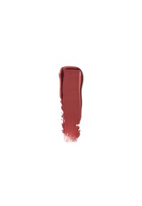 Donkere rozenkleurige liquid lipstick swatch met een gladde, glanzende afwerking. De textuur is romig en iets opaak, wat de rijke kleur laat zien.