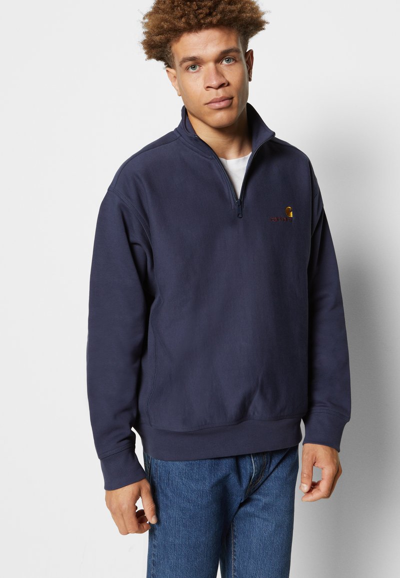 Carhartt WIP HALF ZIP AMERICAN SCRIPT - Sweatshirt - enzian/blau -  Zalando.de