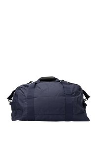 Borsa a tracolla navy realizzata in tessuto resistente, con una forma strutturata, manico superiore e tracolla regolabile. Senza loghi o motivi visibili.