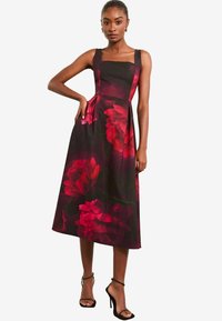 Lipsy SQUARE NECK PROM SKATER PETITE - Rochie de zi - red floral