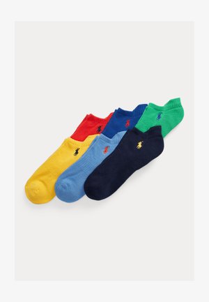 Set di sei calzini alla caviglia in giallo, rosso, blu, verde, blu navy e azzurro. Tessuto a maglia con piccolo logo ricamato su ciascuno.