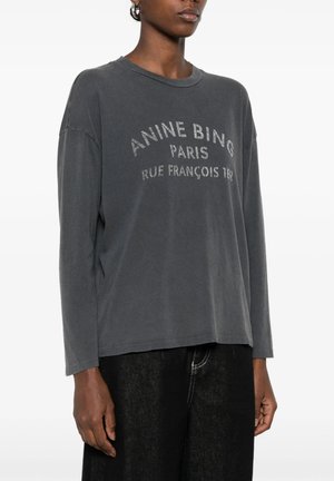 ANINE BING, ANINE BING IVAN LONG SLEEVE PARIS STENCIL - WASHED BLACK - Camiseta de manga larga - black
